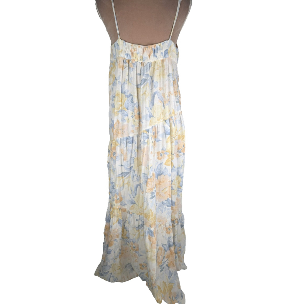 Abercrombie & Fitch Ruffle Floral Maxi Dress Sz L FairyCore Cottage Preppy Girly - Picture 4 of 12